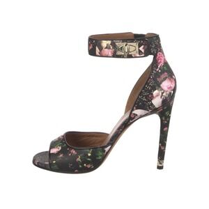 Givenchy Leather Floral Rose Shark-Tooth Stiletto Heel Sandals Size 40 US 10